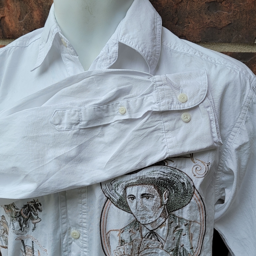 Warner Bros Bret Maverick Vtg 1994 Embroidered Button Up Long Sleeve Shirt - Picture 4 of 14